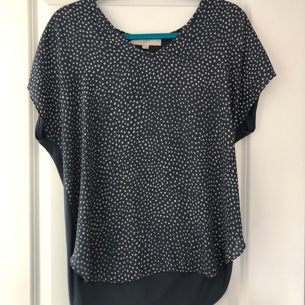 Loft Blue Dotted Blouse
